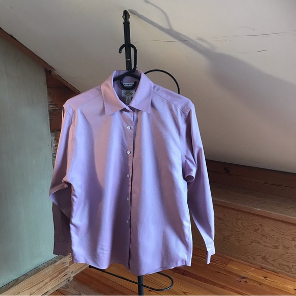Talbots Purple Striped Button Down Wrinkle Resistant Button Down Top, EUC, 6 - Picture 1 of 15